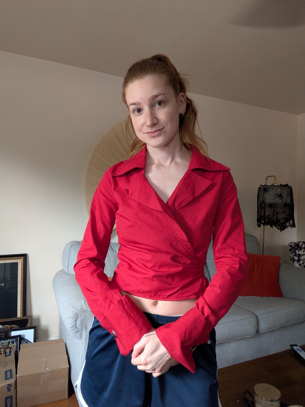 Sisley Red Collared Wrap Top